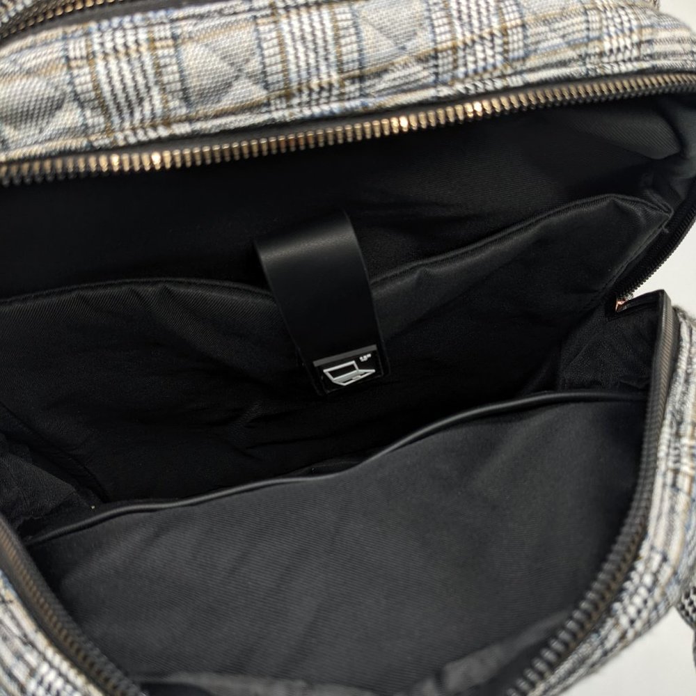 NATURALIZER quilted British Plaid Tech fabric women's backpack -Black/White - Picture 6 of 8